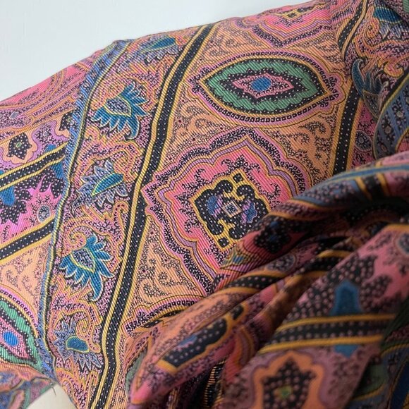 Vintage Womens Bow Blouse Size 6 Pure Rayon Button Front Neck Tie Matte Finish - Picture 8 of 16